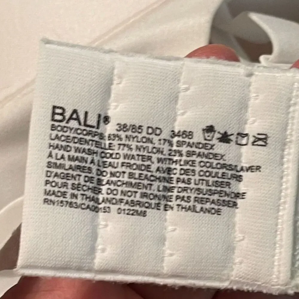New Bali Comfort Revolution Soft Touch T-Shirt Underwire Bra 3468 White 38DD NWT - Picture 8 of 8